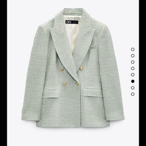 Zara Textured Double Breasted Blazer